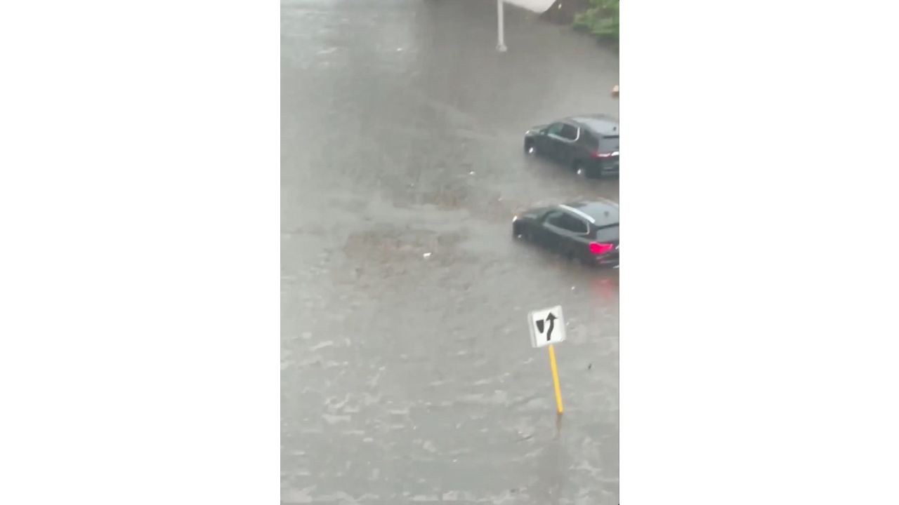 Cars on a flooded street in Yonkers, New York. Credit: Tri-State Weather/via Reuters
