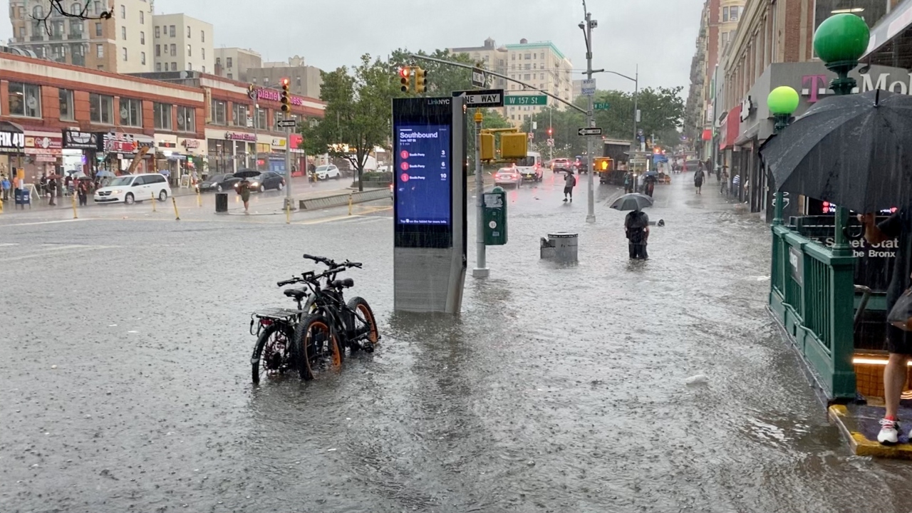 Between 2 and 4 inches of water fell in a series of thunderstorms over the city and surrounding areas on Thursday afternoon, the National Weather Service (NWS) said,