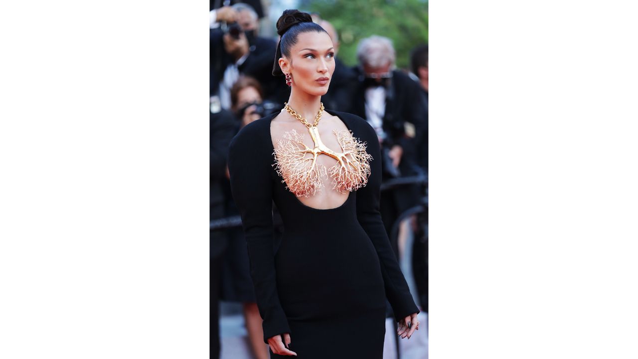 Designed by Daniel Roseberry, her outfit is from the Schiaparelli Haute Couture Fall-Winter 2021/2022collection collection. Credit: Reuters Photo