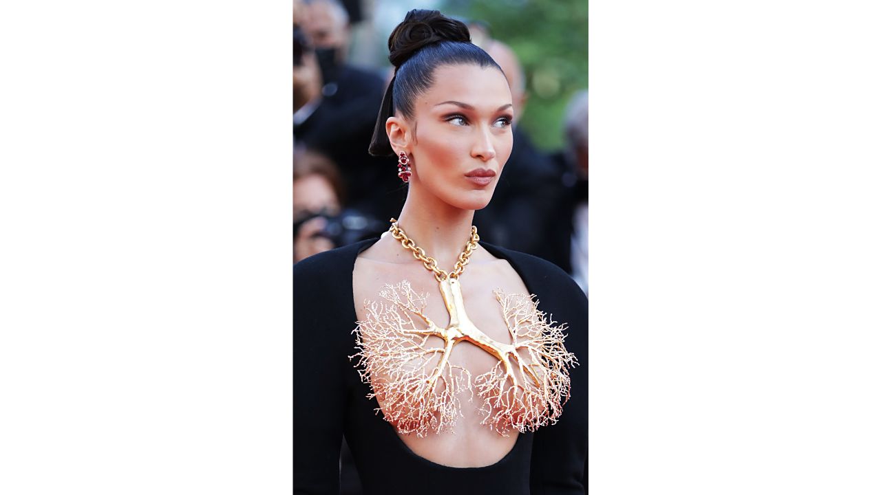 She complemented her looks by putting a high bun with ruby drop earrings. Credit: Reuters Photo