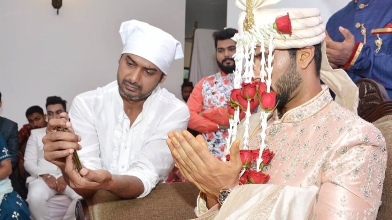 Dubey during his wedding. Credit: Instagram/dubeshivam