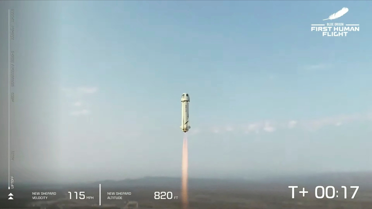 Named after Alan Shepard, the first American in space, the New Shepard suborbital rocket had flown 15 uncrewed flights to put it through its paces and test safety mechanisms. Credit: Reuters Photo