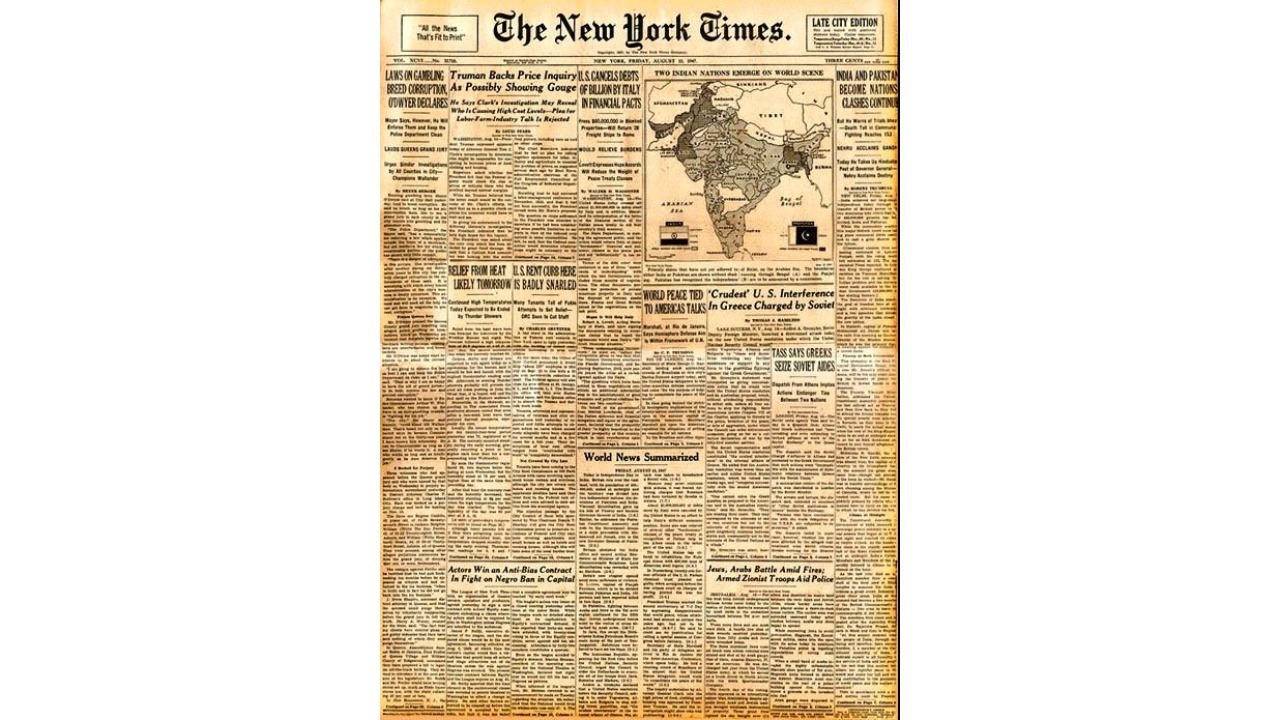 New York Times: The New York Times used a map of the subcontinent with the caption,