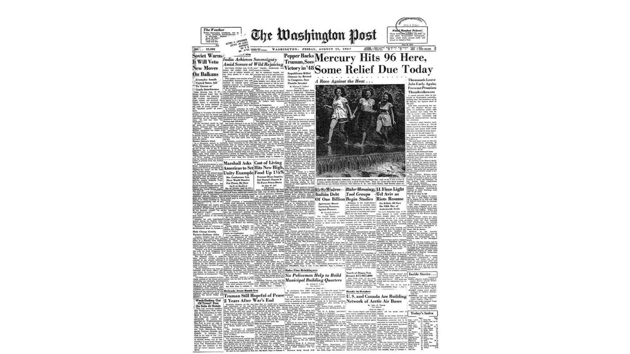 Washington Post: The Washington Post had a two-column headline,
