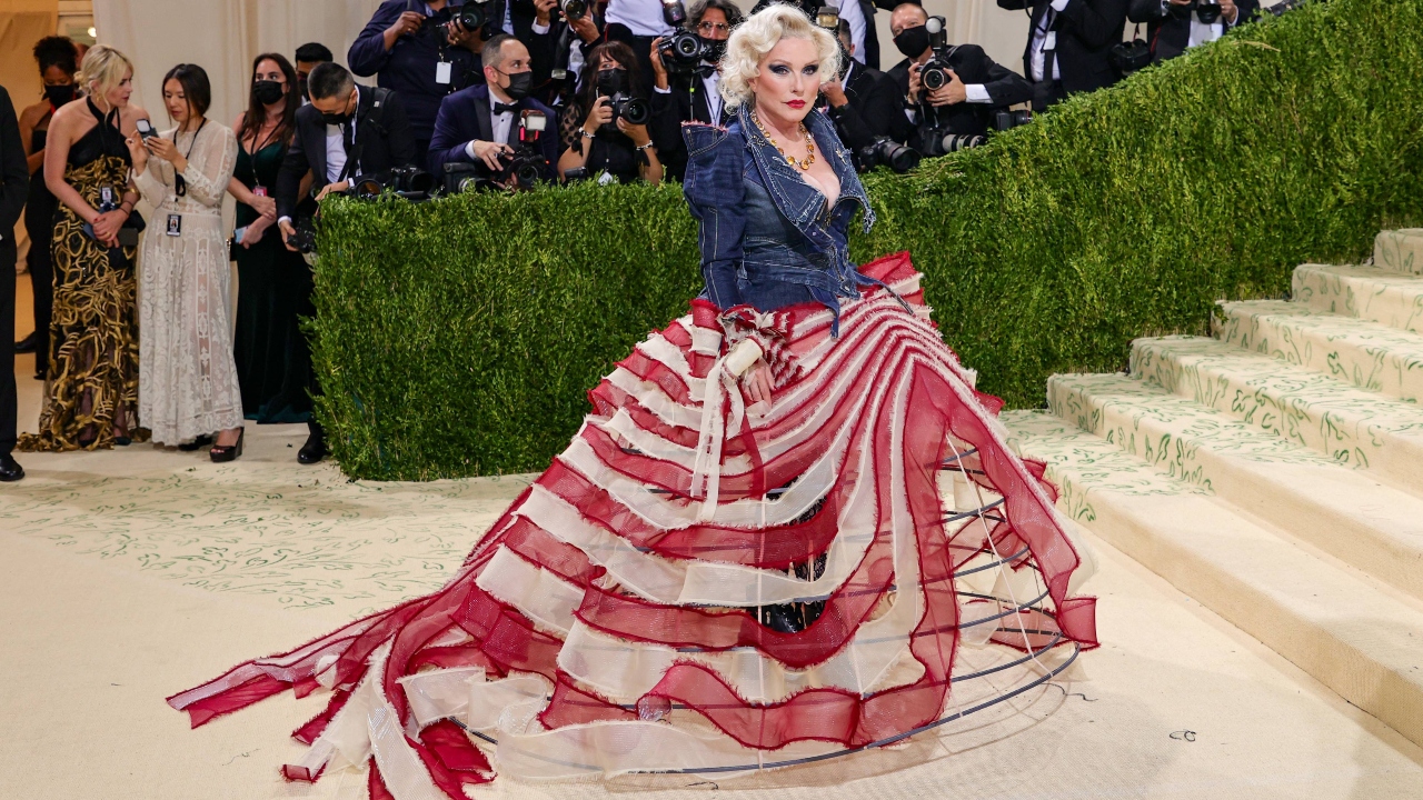 'Blondie' singer Debbie Harry picked a gown inspired by the US. flag. Credit: AFP Photo