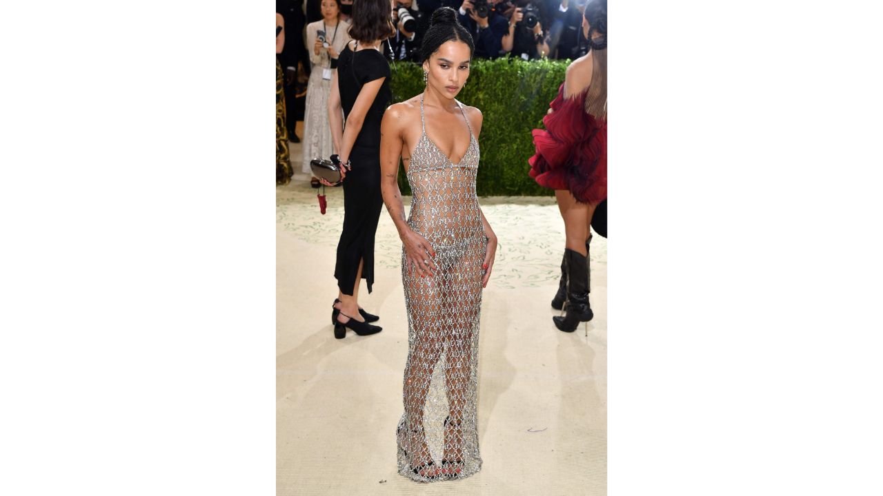 Zoe Kravitz walked the red carpet in a stunning Saint Laurent mesh gown. Credit: AFP Photo