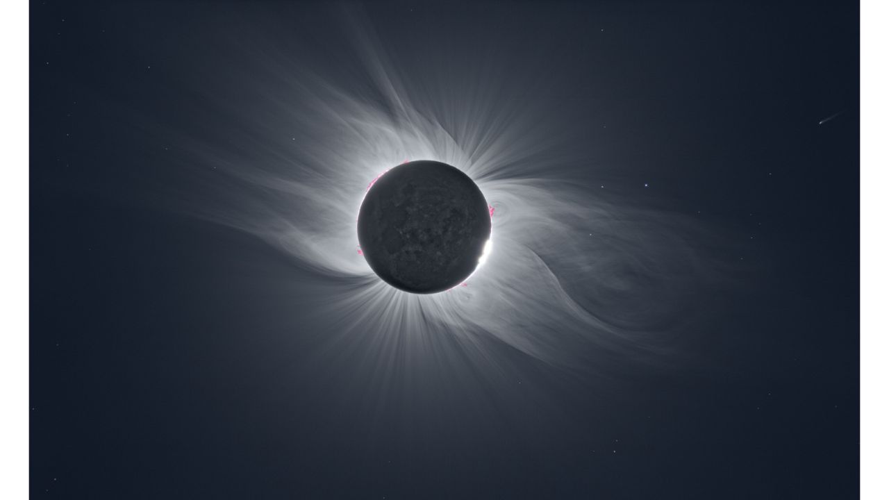 Runner-Up: The Sun Sharing its Crown with a Comet. Credit: Royal Observatory Greenwich’s Astronomy Photographer of the Year 13 (2021) competition/exhibition - Vincent Bouchama (France)