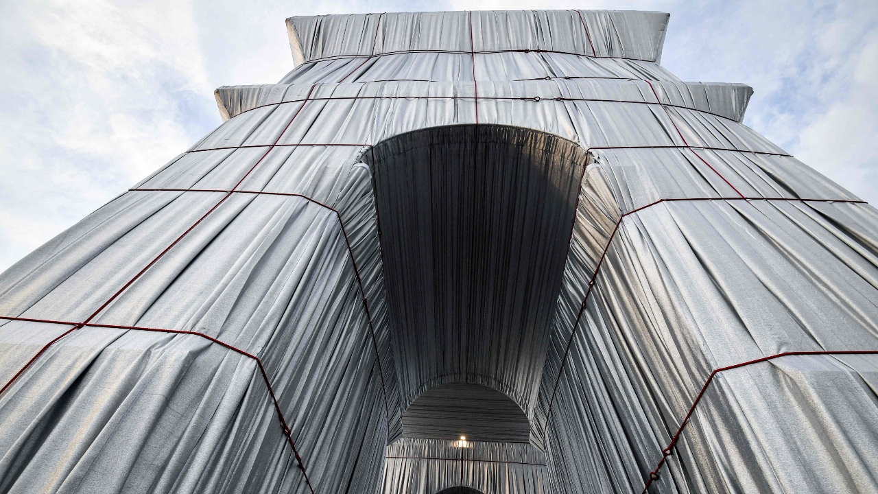 The installation by late artist couple Christo and Jeanne-Claude, who conceived the project in 1961, opened on Saturday. Visits will take place for almost three weeks. Credit: AFP Photo