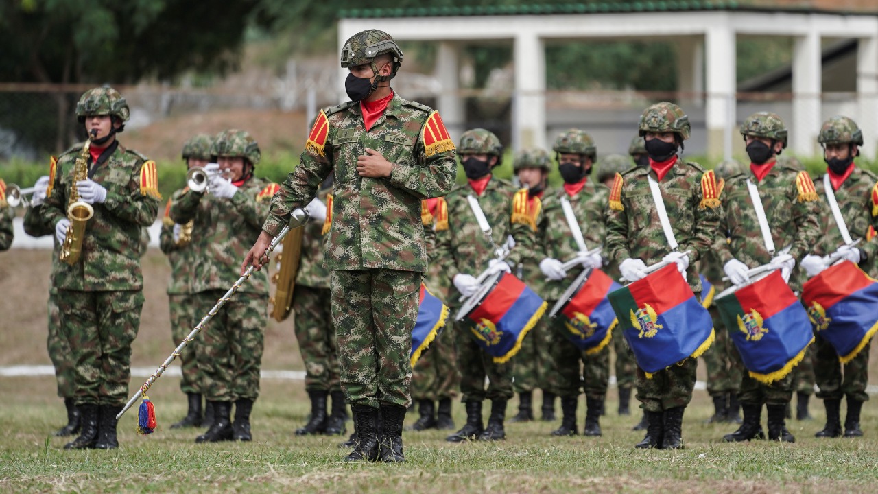 A Colombian military band is seen at the inauguration of a new unit to address rebel and crime gang activities along its border with Venezuela, in Cucuta. Credit: Reuters Photo