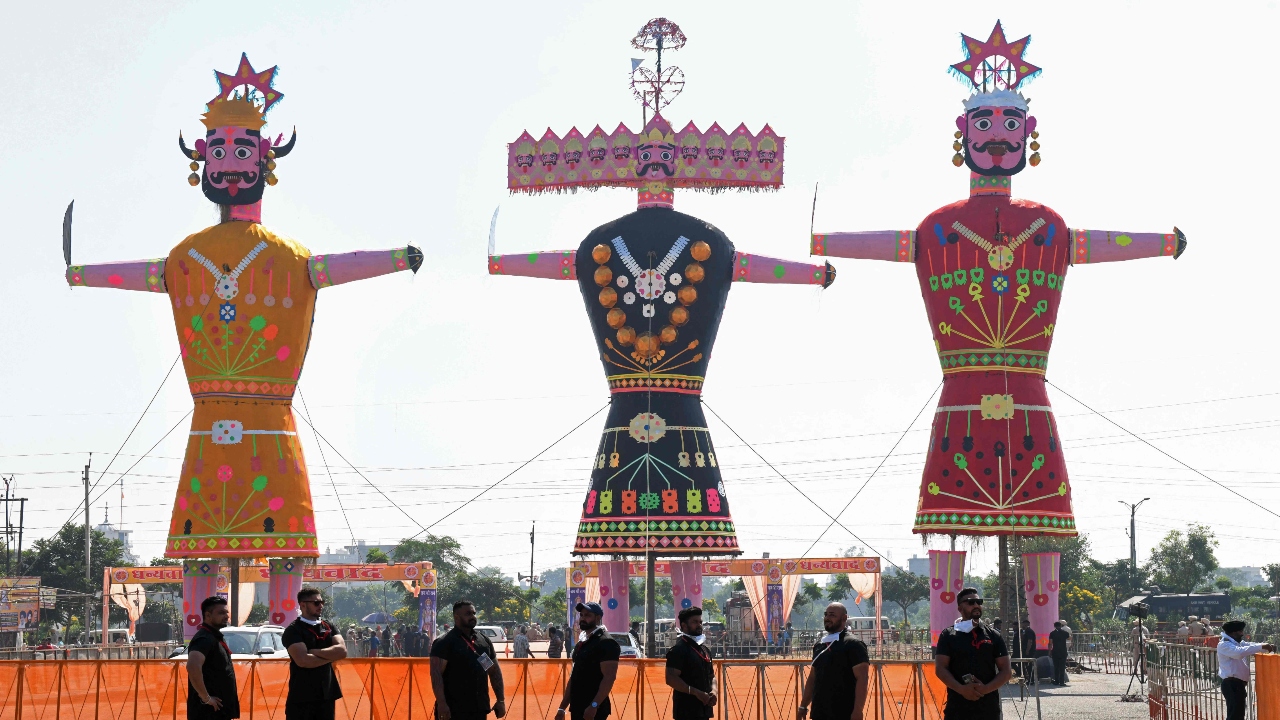 On Dusshera, people burn effigies of Ravana. And, it is believed that the burning of Ravana effigy signifies the killing of all evils of the soul. Along with Ravana, people also burn the effigies of Kumbhkarna and Meghanad as they took his side. Credit: AFP Photo