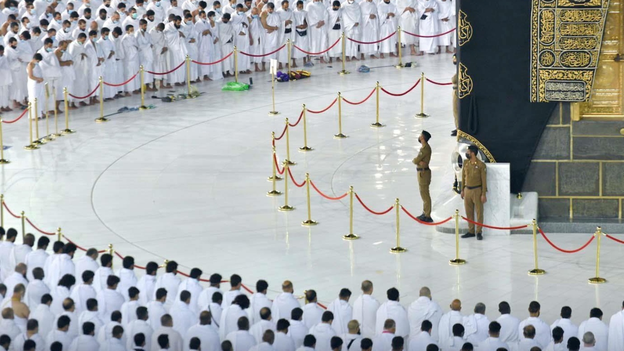 Also, the Kaaba remained cordoned off and out of reach. Credit: Saudi Press Agency/Handout via Reuters