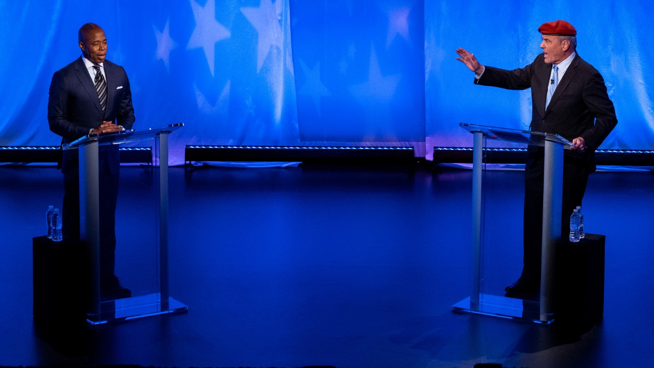 Candidates for New York City Mayor square off in a debate, in New York. Credit: Reuters Photo