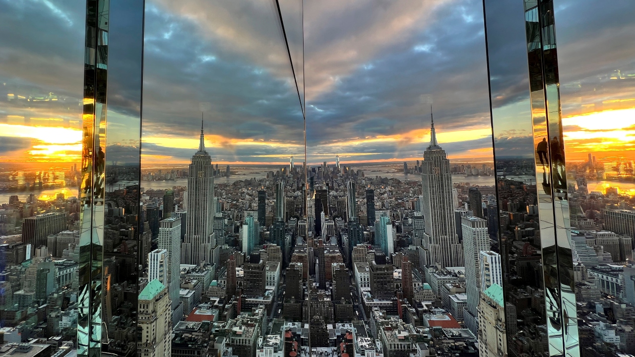From floors 91 through 93, viewers can take in the art deco details of the Empire State and Chrysler buildings, and if they peer north on a clear day can catch a glimpse of Bear Mountain in the Hudson Highlands. Here are some spectacular photos of New York City's newest observation deck. Credit: Reuters Photo