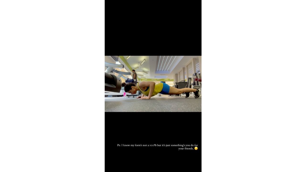 A few weeks back, Rashmika posted a video of doing push-ups. This is performed to strengthen the upper body along with the lower back and core. Credit: Instagram/rashmika_mandanna