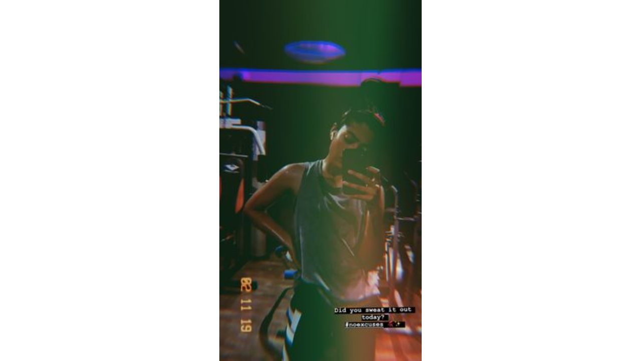 A selfie post her intense workout session. Credit: Instagram/rashmika_mandanna