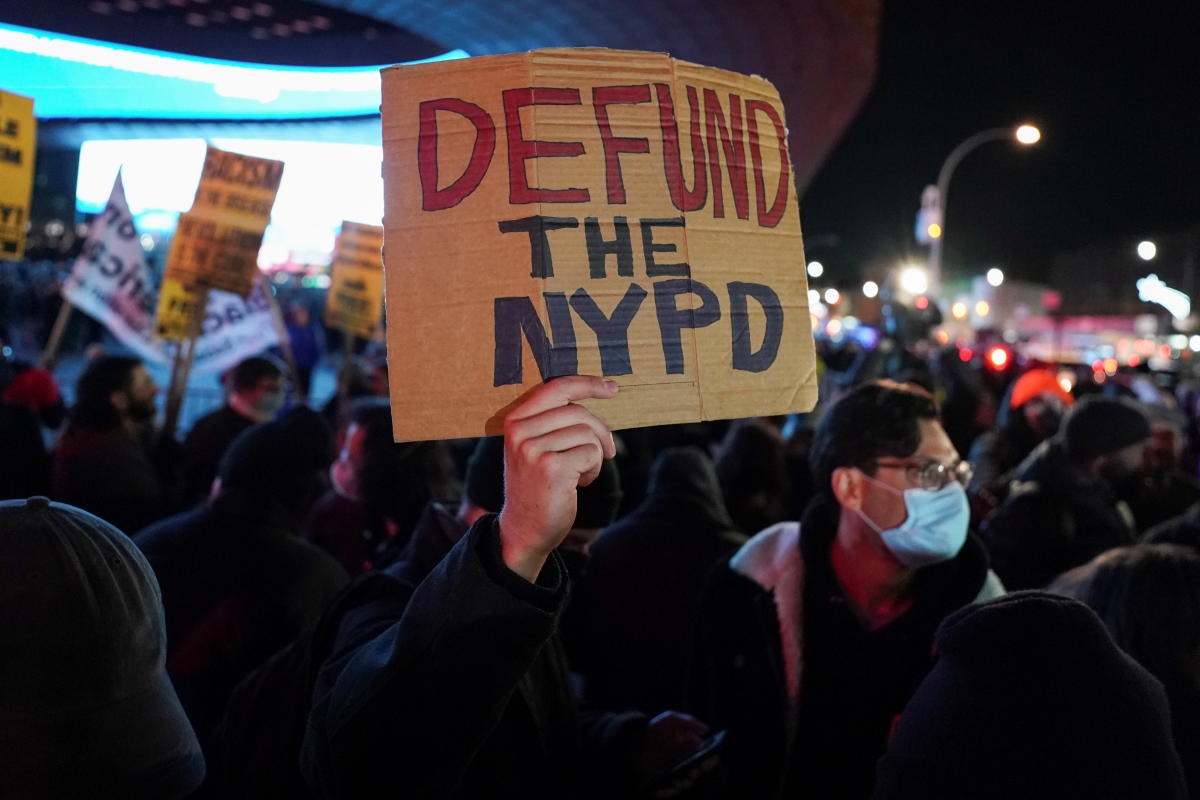 Demonstrators protest against the Kyle Rittenhouse verdict at the Barclays Center in the Brooklyn borough of New York City, New York. Credit: Reuters Photo