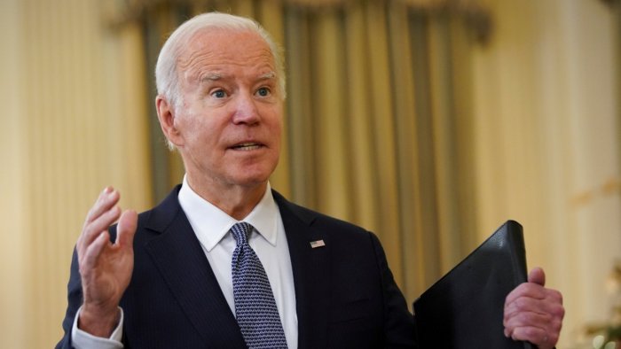 A hoarse-sounding US President Joe Biden said on Friday he has a cold, possibly contracted from a grandson. Credit: Reuters Photo