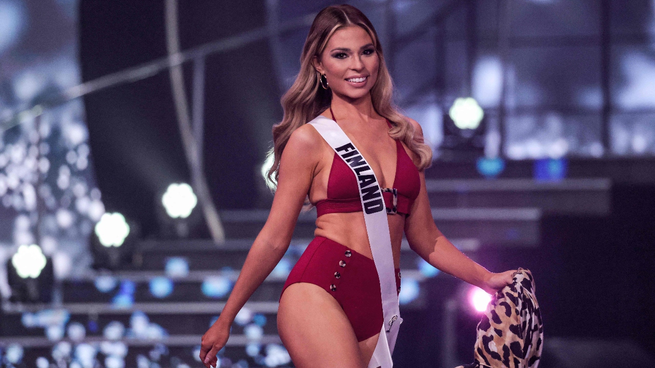 Miss Finland, Essi Unkuri, gets clicked while walking down the ramp. Credit: AFP Photo