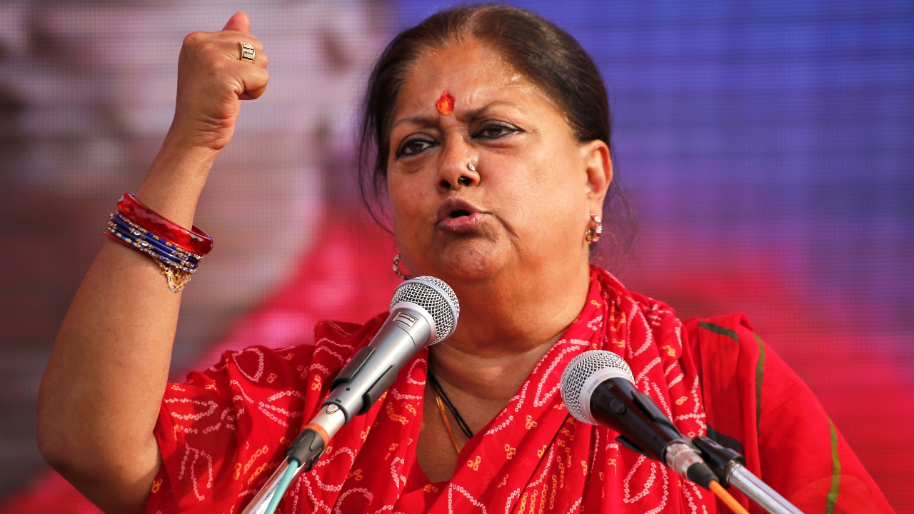 Vasundhara Raje: Vasundhara Raje, the first Female chief minister of Rajasthan,  is a Graduate in economics and political science from the University of Mumbai. Credit: AFP Photo