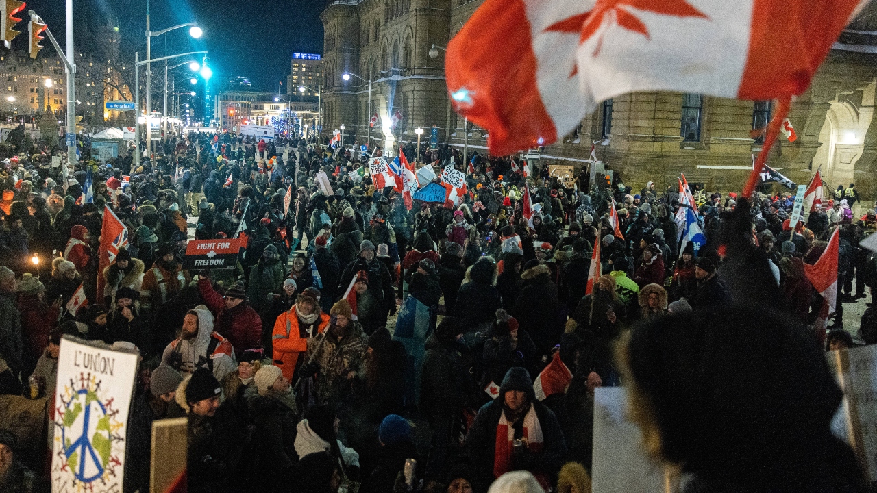 Meanwhile, the prime minister condemned the actions of some protesters over the weekend, when demonstrators had propagated racist messages and flown Nazi flags, as well as danced and urinated on the National War Memorial. Credit: AFP Photo