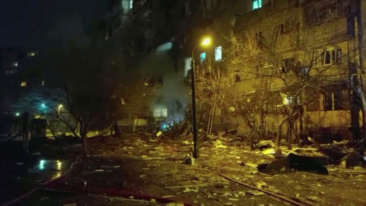 A damaged residential building, after Russia launched a massive military operation against Ukraine, in Kyiv, Ukraine. Credit: Reuters Photo