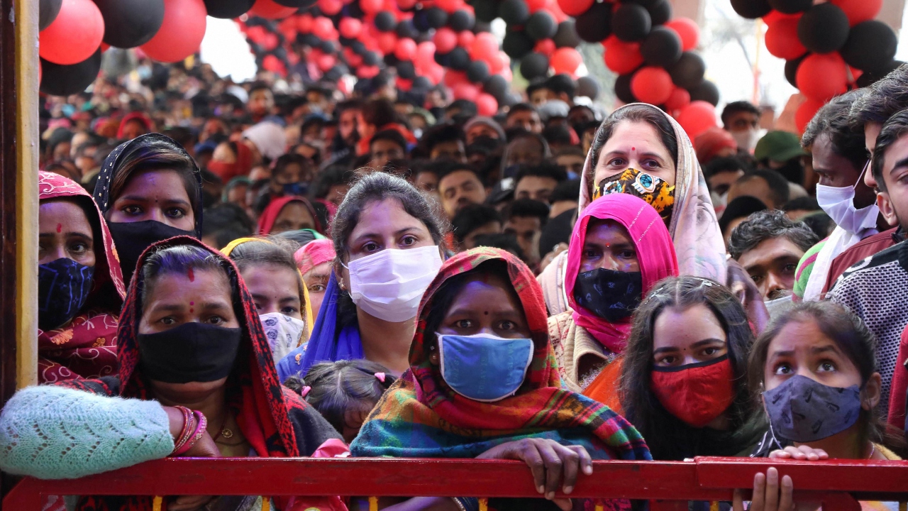 Devotees wait for their turn as they wait to offer prayers to Lord Shiva on the occasion of Maha Shivratri in Jammu. Credit: PTI Photo