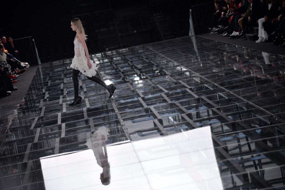 A model presents a creation for the Givenchy Fall-Winter 2022-2023 collection fashion show during the Paris Womenswear Fashion Week, in Nanterre, on the outskirts of Paris. Credit: AFP Photo