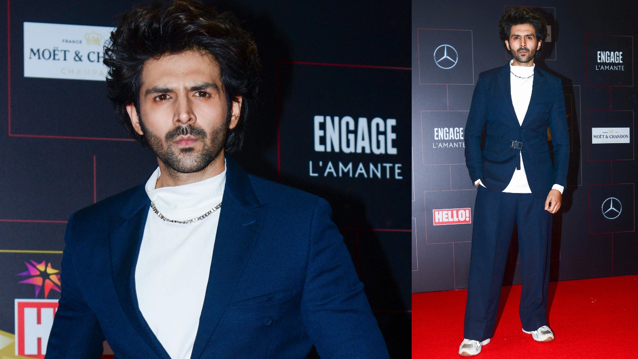 Kartik Aaryan donned an oversized suit which was one of the most eye-catching elements at the function. Credit: AFP Photo
