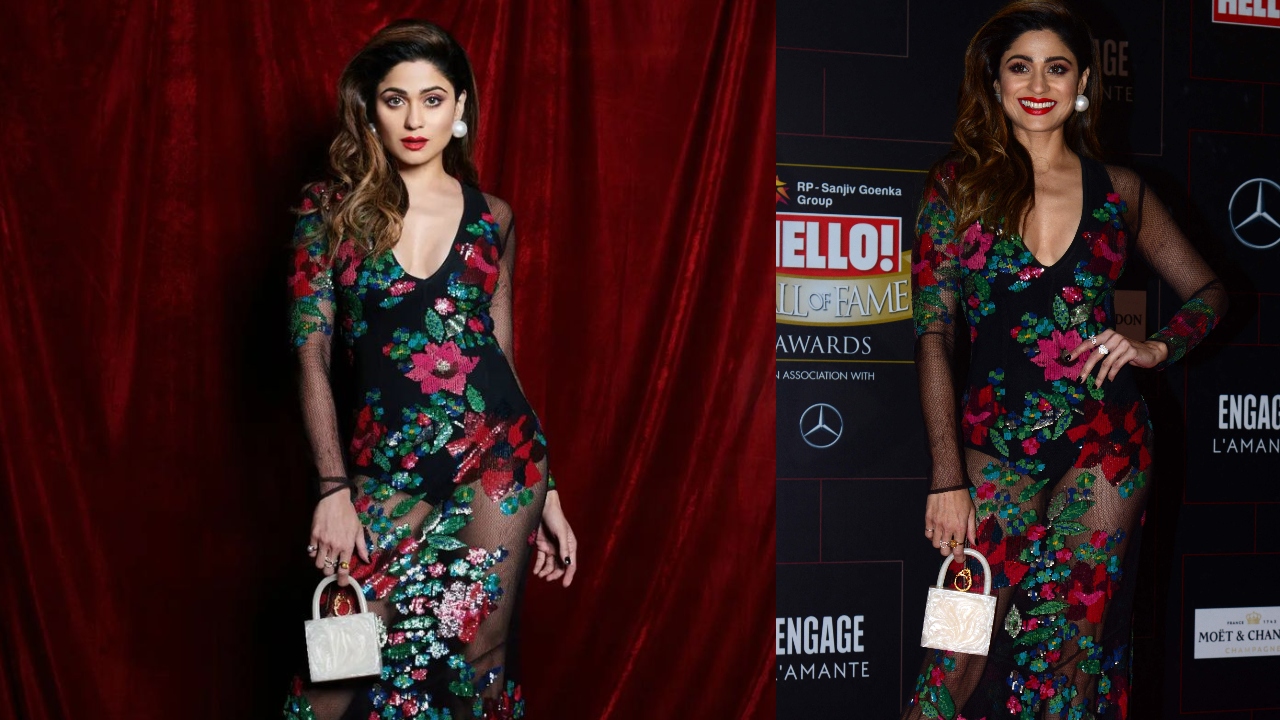Shamita Shetty turn heads in a floral see-through dress. Credit: Instagram/shamitashetty_official & AFP Photo