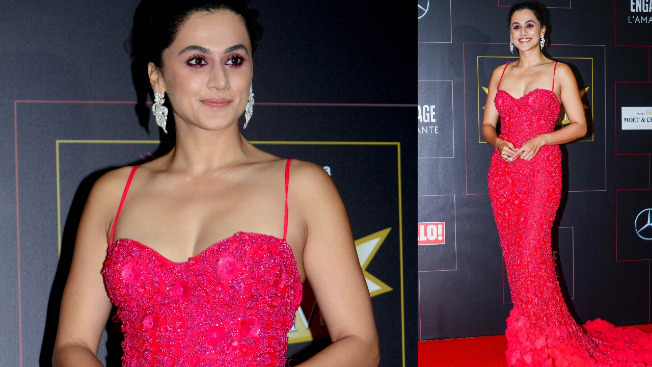 Taapsee Pannu looked like a diva in an enchanting red body-hugging dress. Credit: AFP Photo