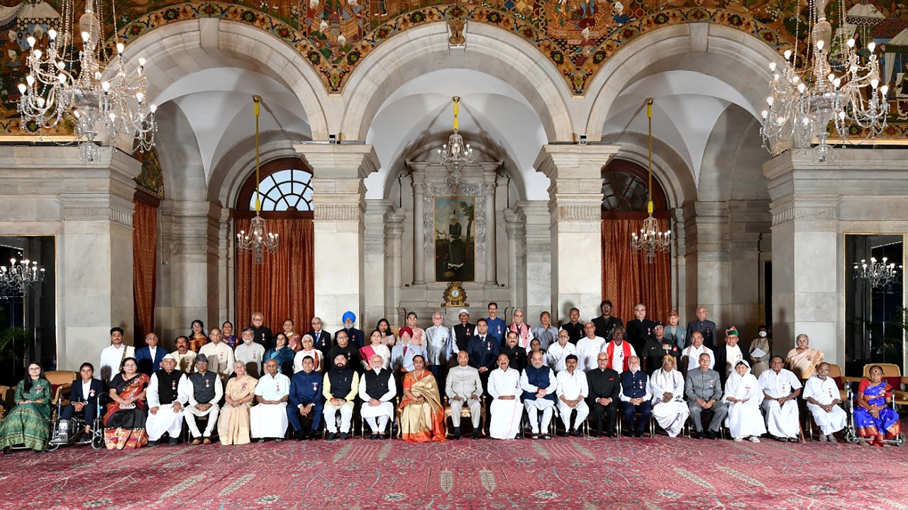 India's first CDS General Bipin Rawat, Tata Sons chairman Natarajan Chandrasekaran and Congress leader Ghulam Nabi Azad were among 54 personalities who have been conferred Padma awards on March 21, 2022. Among the dignitaries present on the occasion were Vice President Venkaiah Naidu, PM Narendra Modi and Home Minister Amit Shah. The awards are announced on the eve of Republic Day every year and are conferred by the President at ceremonial functions which are held at Rashtrapati Bhawan. Credit: PTI Photo