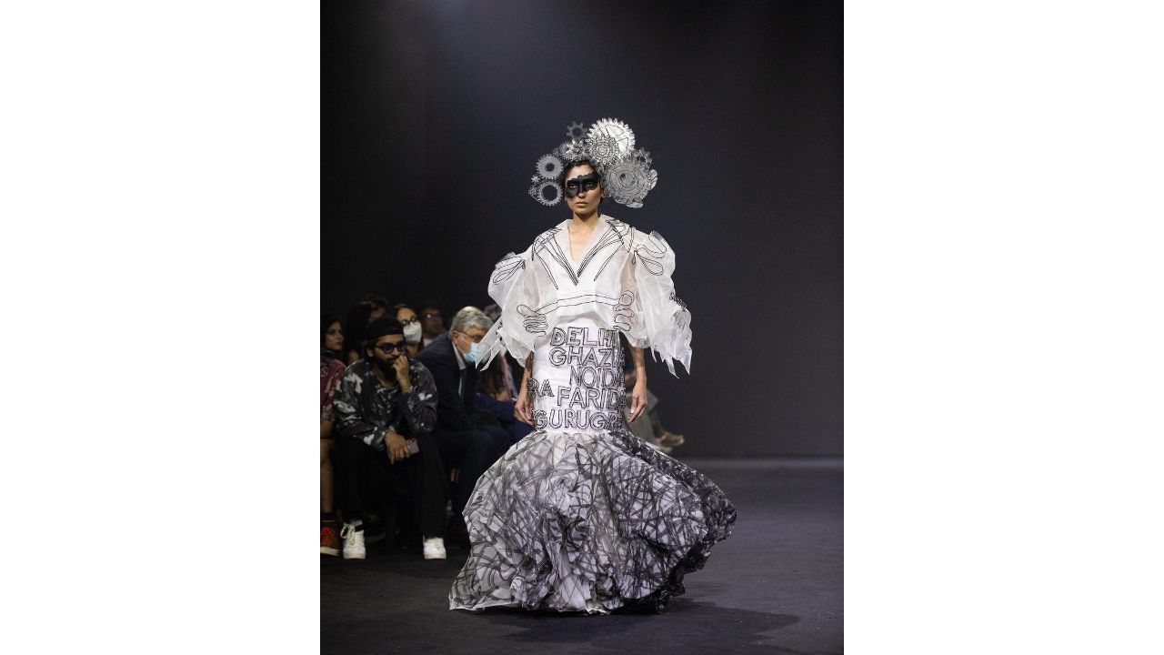 Nitin Bal Chauhan’s conceptual collection ‘Countdown’ reminded us of the environment’s fragile state. Credit: Instagram/fdciofficial