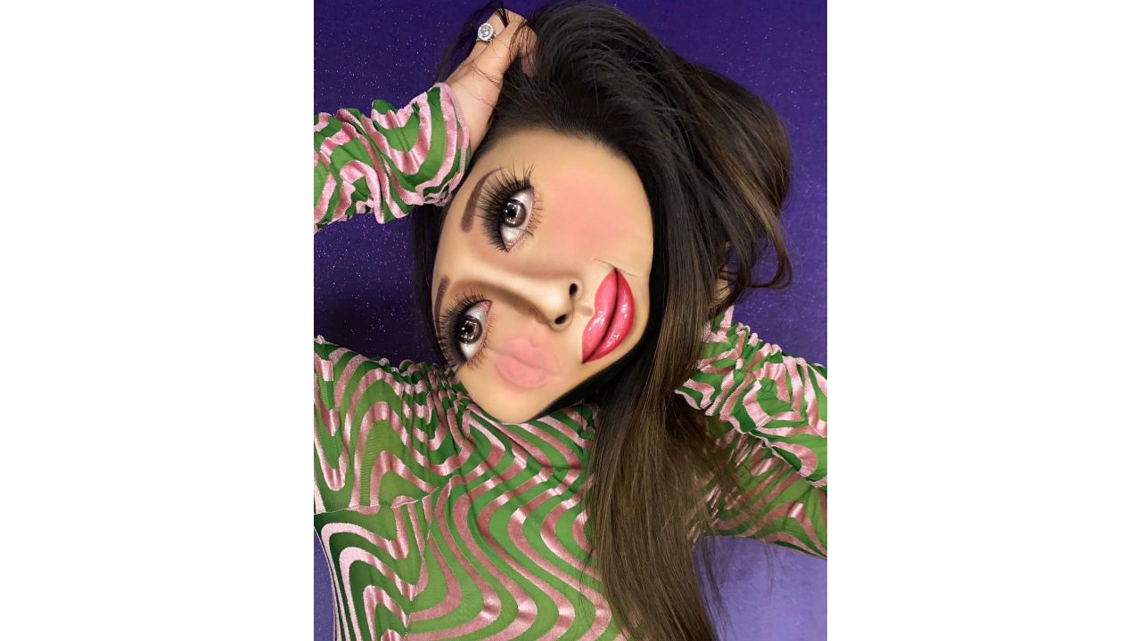 This experimental optical illusion make-up took about 3 hours to complete. Credit: Instagram/mimles