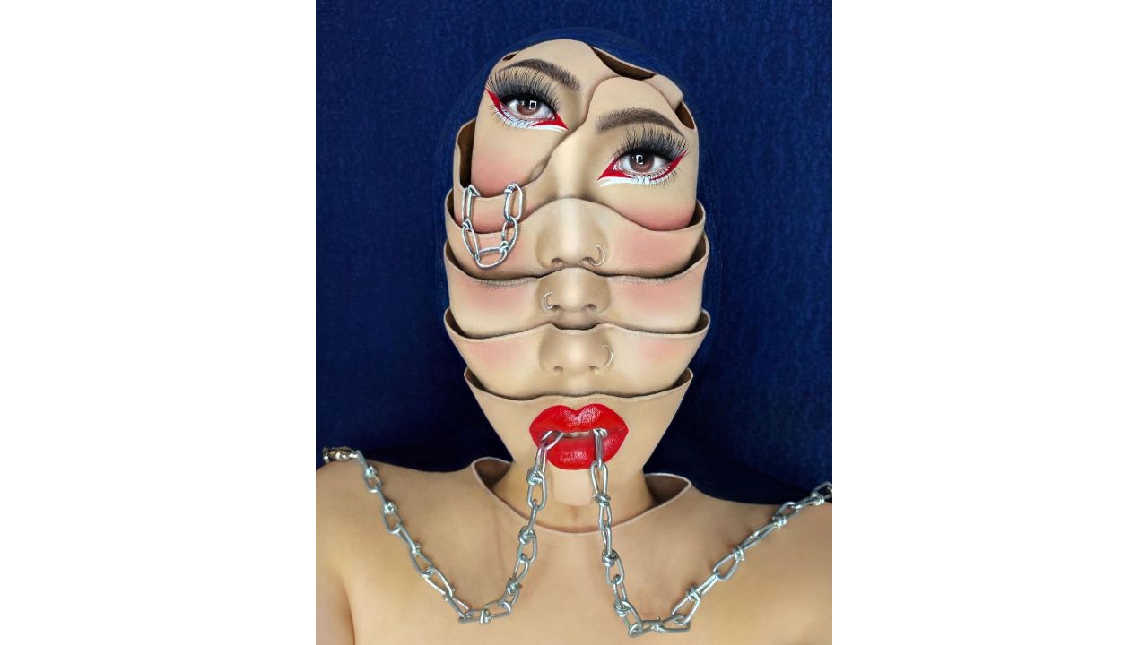 An updated version of Mimi's famous old cup-faced illusion. Credit: Instagram/mimles