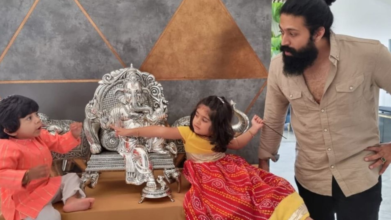 Yash loves being in the company of his children. His Instagram is filled with adorable pictures of Ayra and Yatharv. Credit: Instagram/thenameisyash