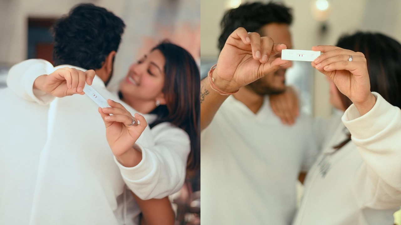 Dressed in matching outfits, the elated couple was all smiles in the pictures. Credit: Instagram/pranitha.insta
