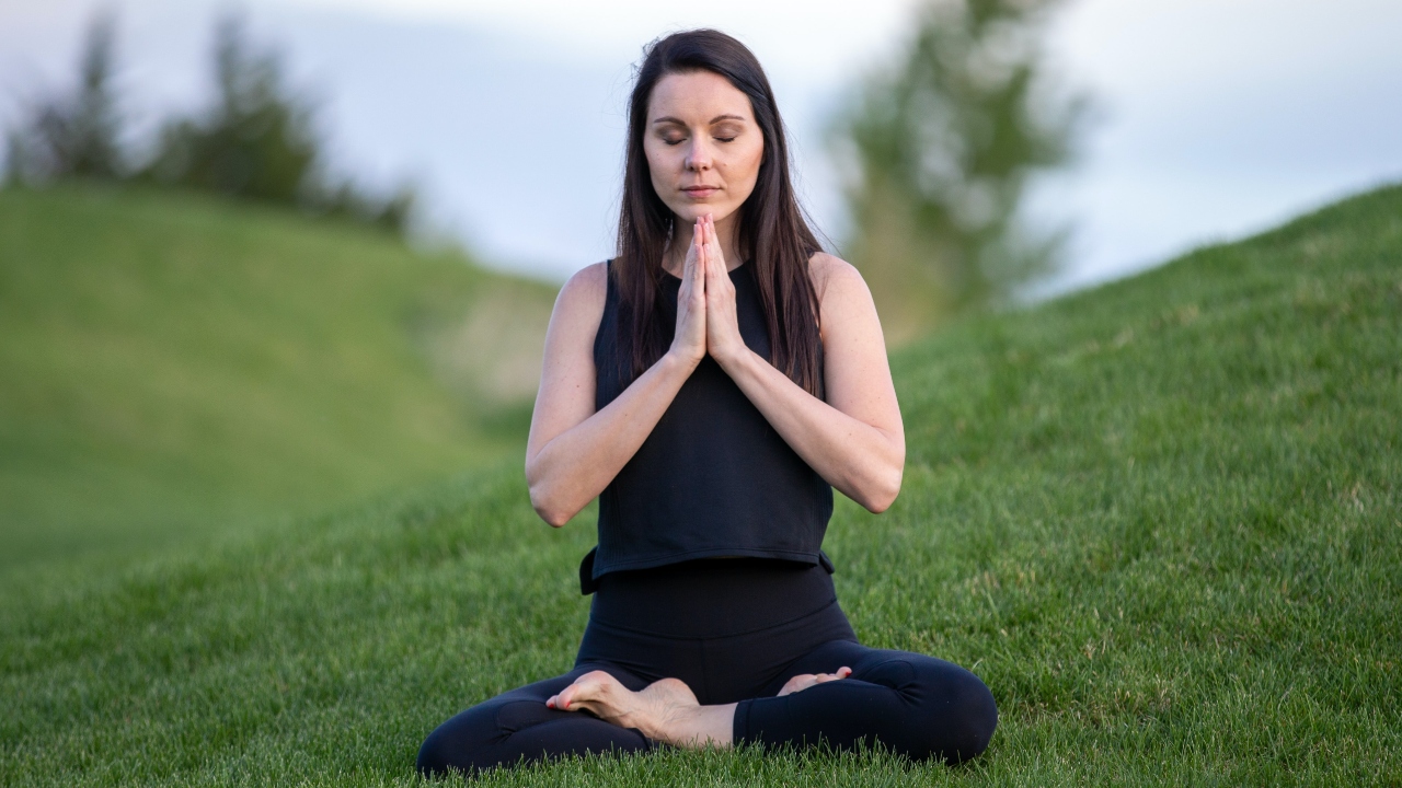 Padmasana: This pose will help stretch the spine and chest and relieve stress. This is also therapeutic for people with high blood pressure. Credit: DH Photo