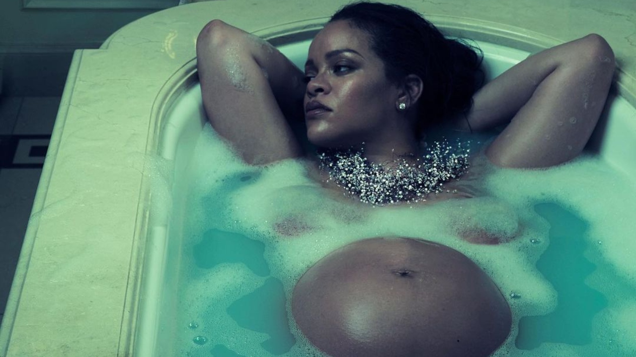 In one of the pictures, Rihanna bared it all when she posed in a bathtub. Credit: Instagram/badgalriri