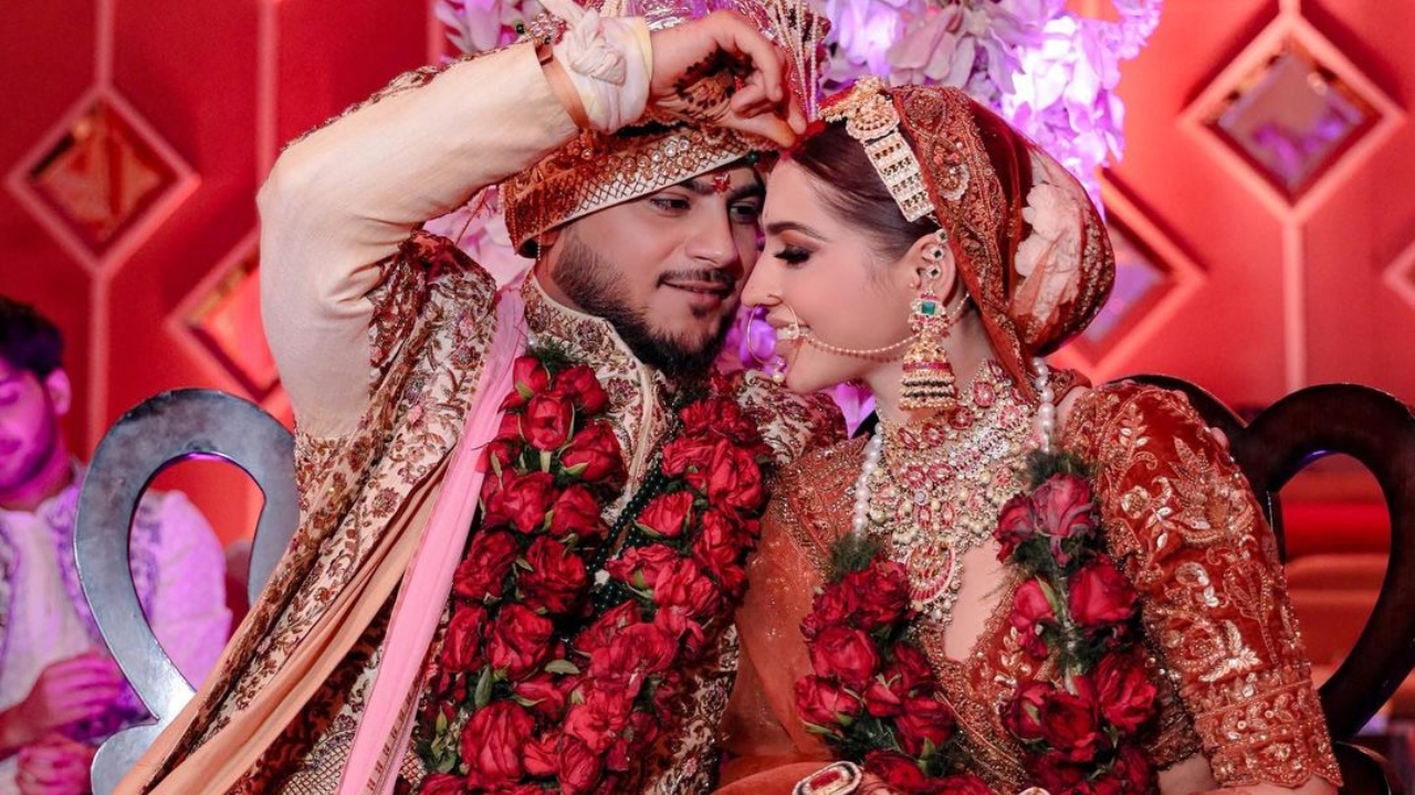 Singer and 'Bigg Boss OTT' contestant Millind Gaba married his long time girlfriend Pria Beniwal in a gala ceremony in New Delhi. Credit: Dipak Studios