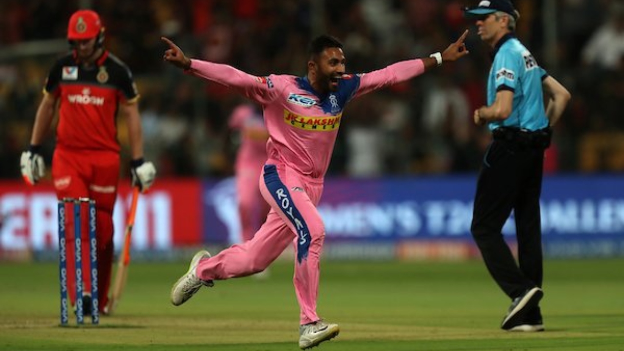 Shreyas Gopal picked up a hat-trick in 2019 against Royal Challengers Bangalore, playing for Rajasthan Royals. Credit: BCCI Photo