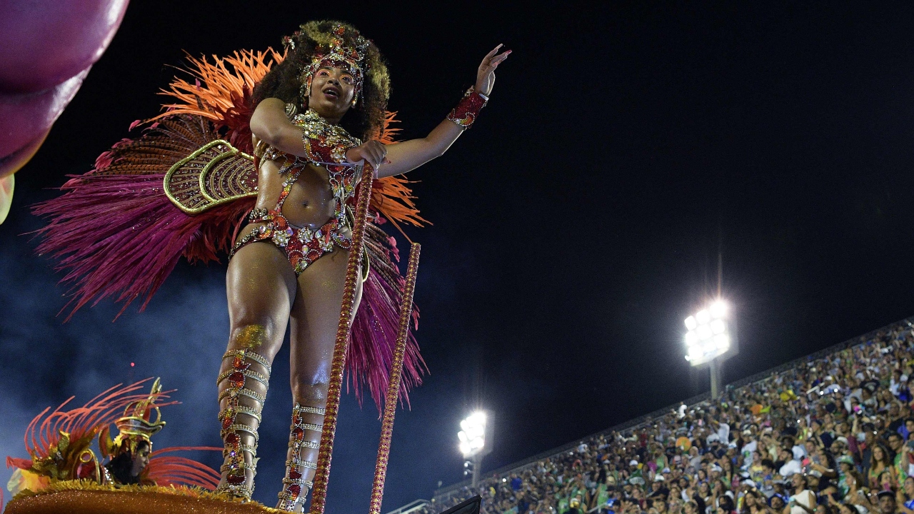 A member of Paraiso do Tuiuti samba school performs at the Sambadrome Marques de Sapucai in Rio de Janeiro, Brazil. Credit: AFP Photo