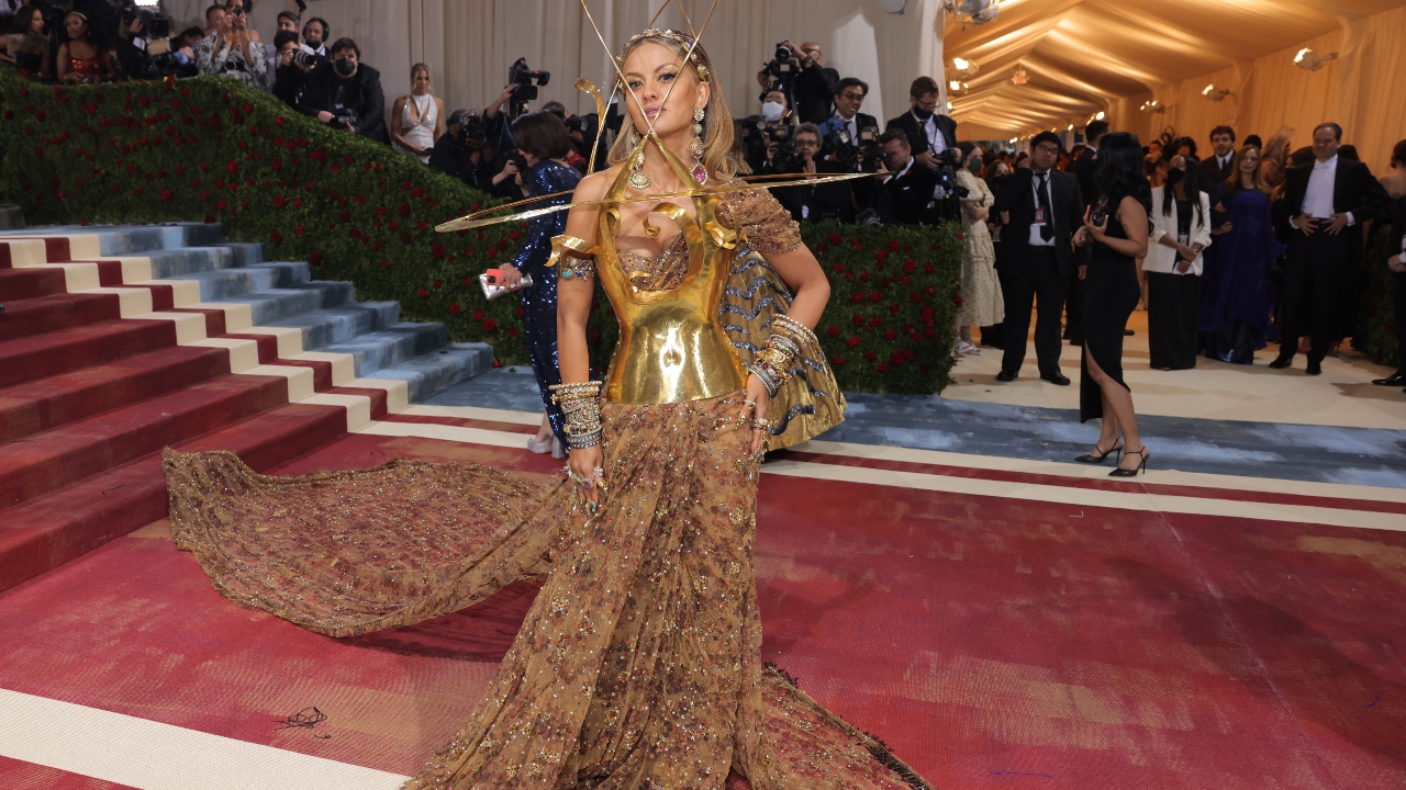 Indian philanthropist, businesswoman and fashion enthusiast Natasha Poonawalla gave Met Gala 2022 a 'desi twist' with her look. Credit: Reuters Photo
