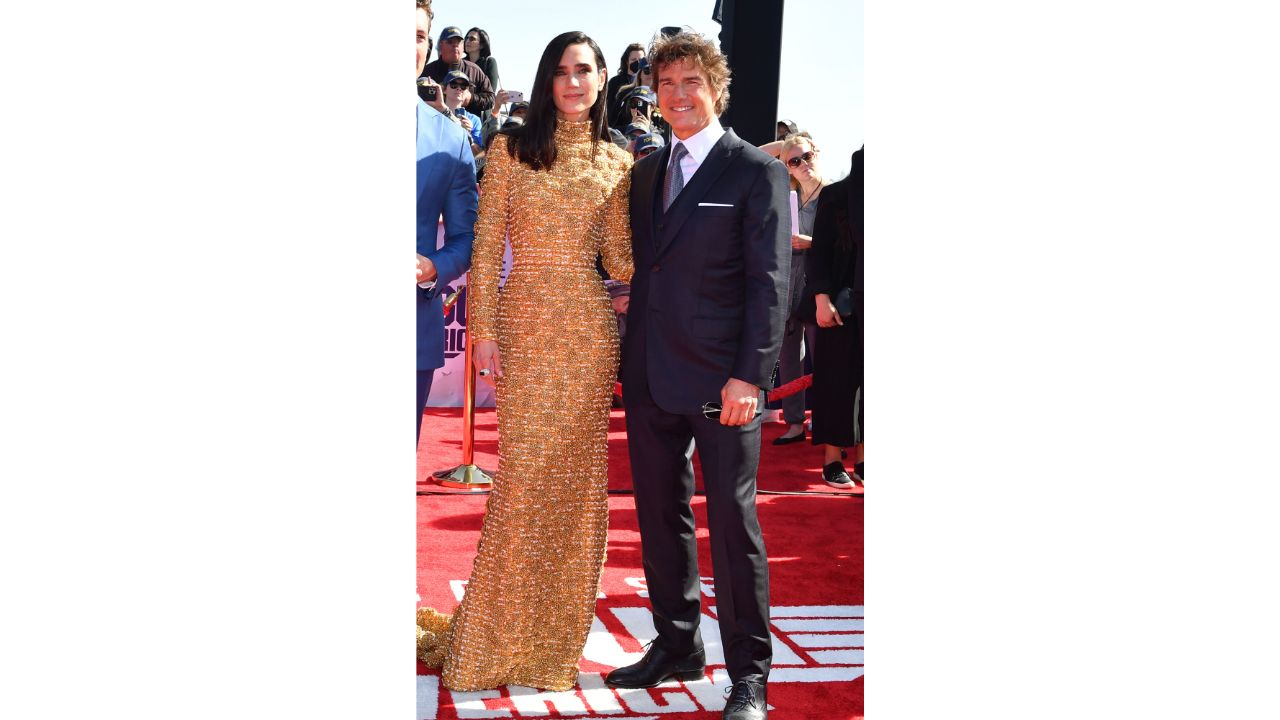 Tom Cruise and Jennifer Connelly pose on the red carpet on their arrival. Credit: AFP Photo