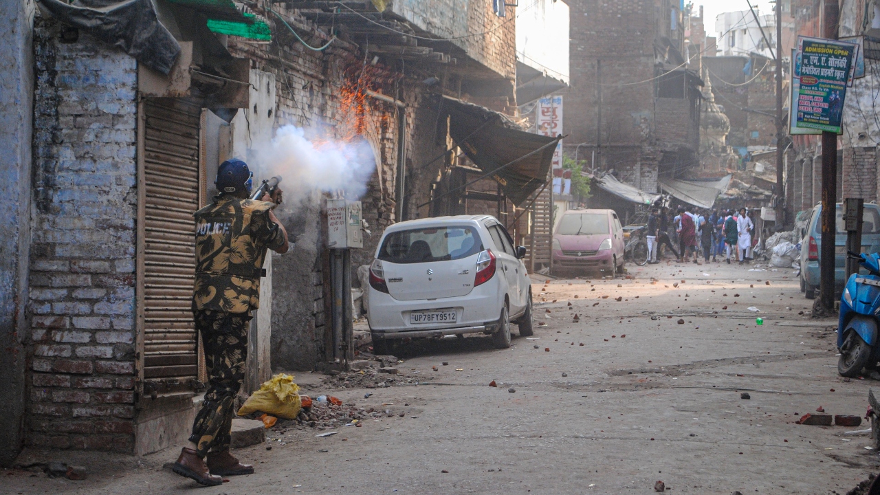 A communal clash broke out after members of one community started forcing closure of shops in the Beconganj area after the Friday prayers on May 3. Credit: PTI Photo