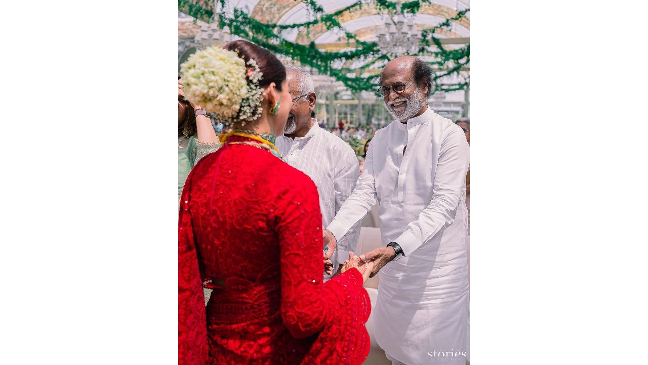 Rajnikanth sharing sweet nothings with Nayanthara. Credit: Instagram/wikkiofficial