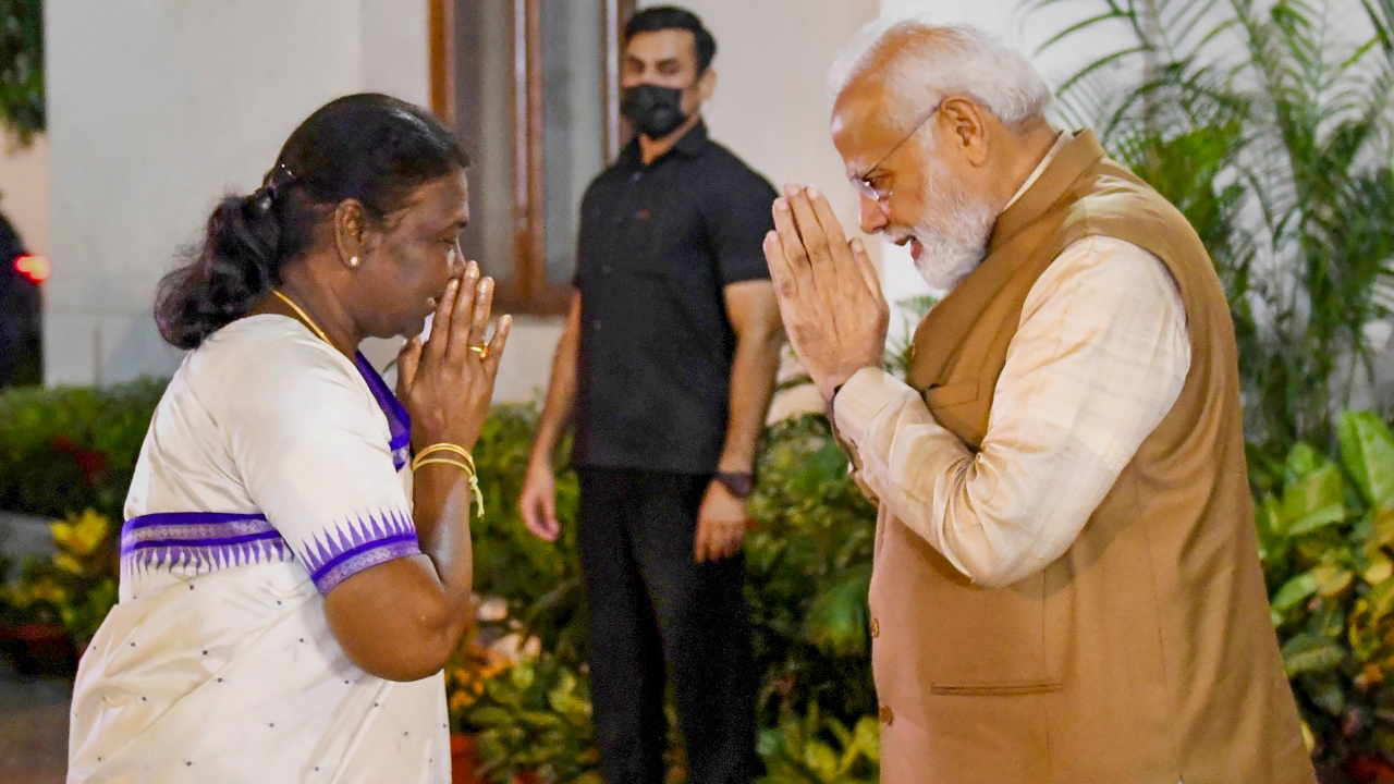 Prime Minister Narendra Modi visited Murmu soon after she emerged victorious to congratulate her. Credit: PTI Photo