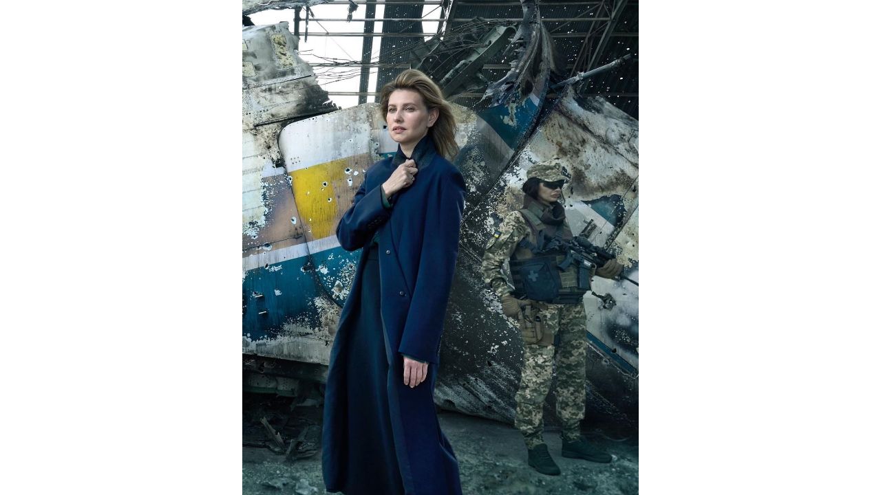 Photographed by Annie Leibovitz, the shoot has been set up under a ‘wartime’ theme. Credit: Instagram/Credit: Instagram/vogue_ukraine