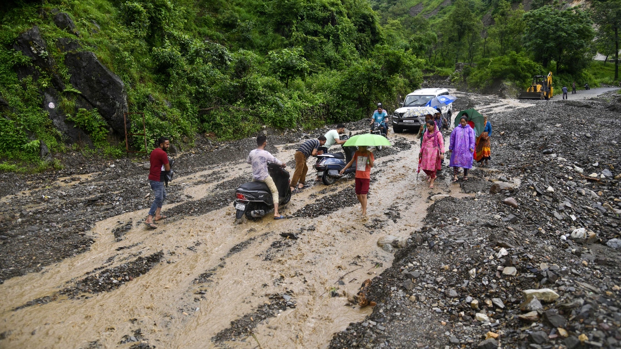 A series of cloudbursts hit different parts of Uttarakhand on August 20, killing four people while 10 went missing as rivers breached their banks and washed away bridges. Credit: PTI Photo