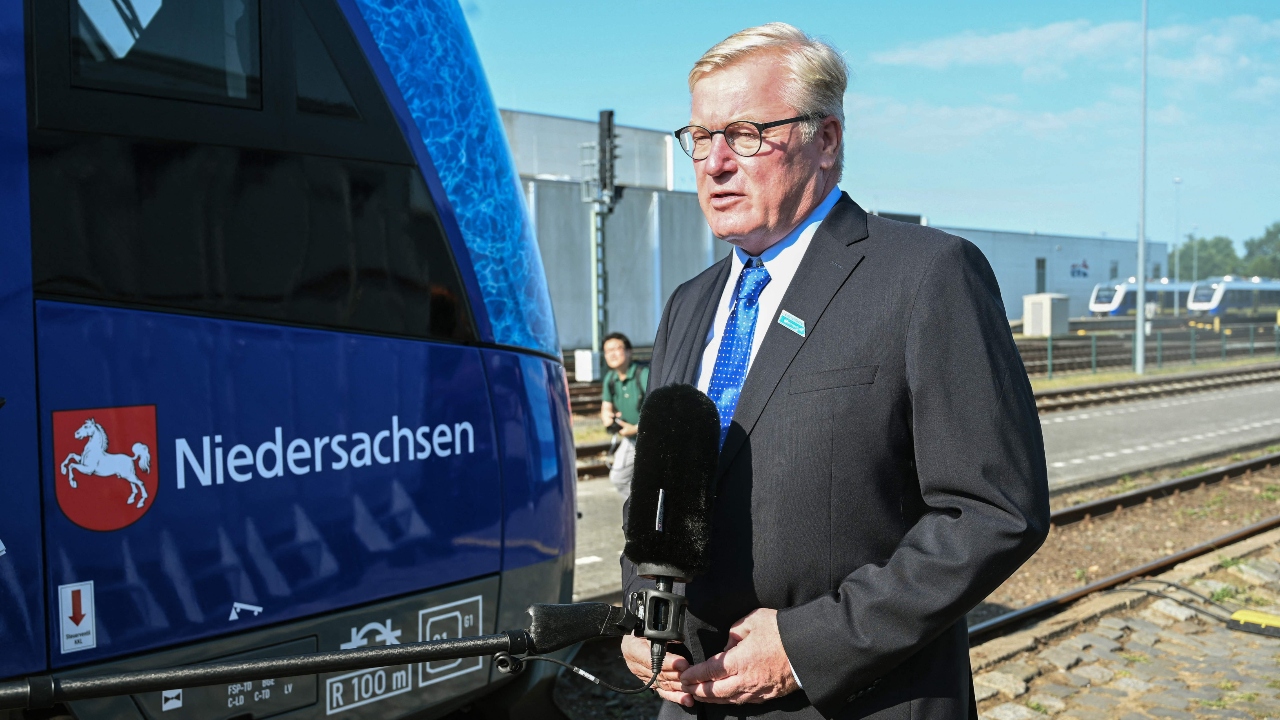 By using hydrogen produced with renewable energy, these trains will reportedly save 1.6 million litres (more than 422,000 gallons) of diesel fuel a year. Credit: AFP Photo