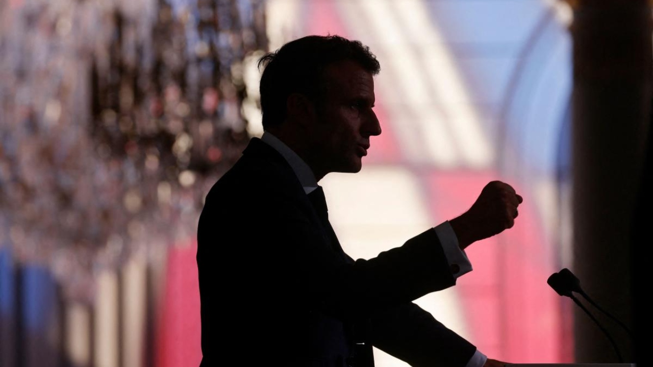 French President Emmanuel Macron delivers a speech during a reception for France's prefects at the Elysee presidential Palace in Paris. Credit: AFP Photo